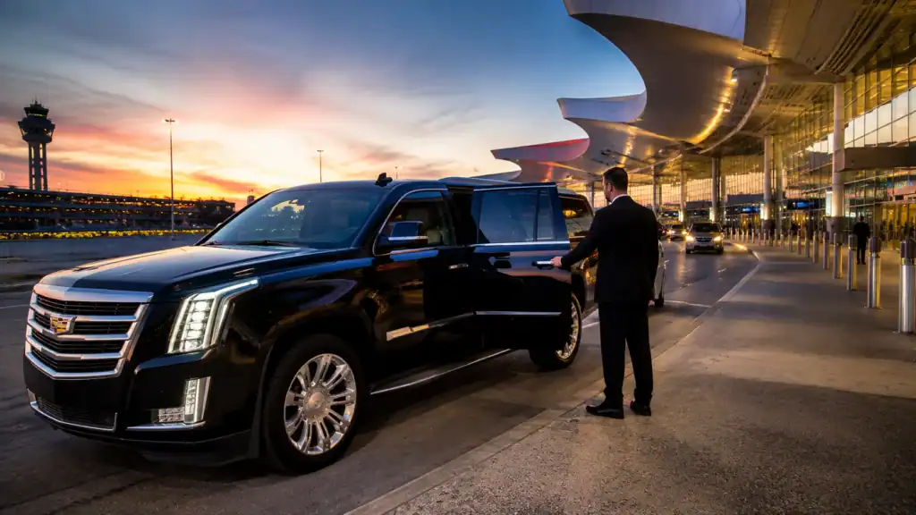 Personal Sedan Services Cadillac Escalade at Las Vegas Airport Terminal 3 for AeroMexico international passenger pickup
