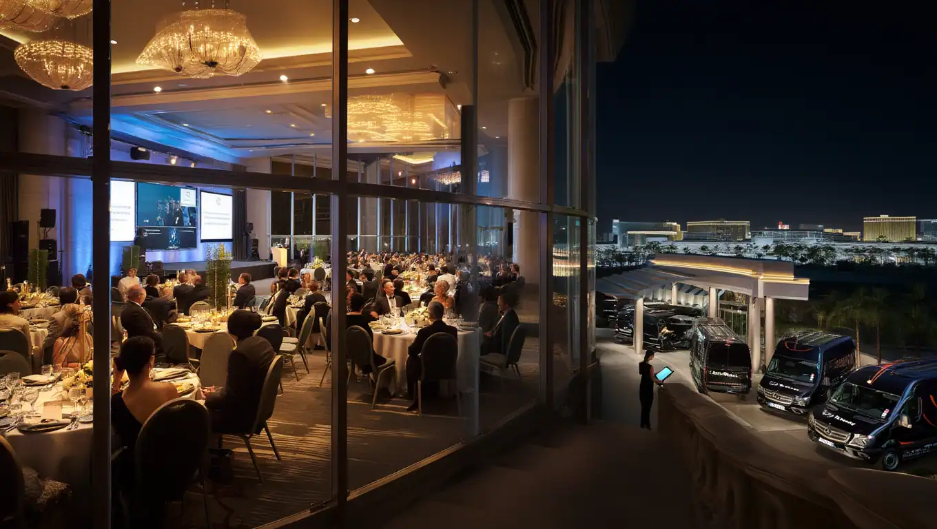 Exterior view of Event space in las vegas from the outside looking in