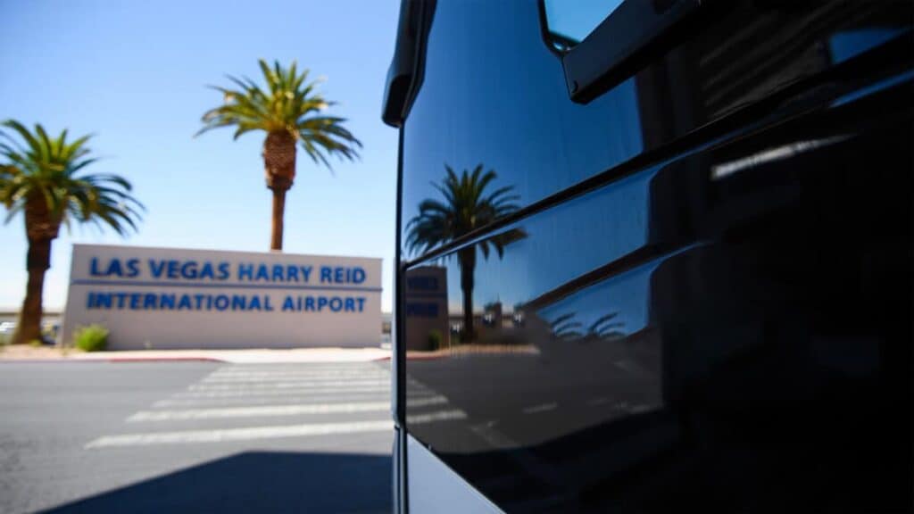 Black Shuttle At Las Airport Terminal