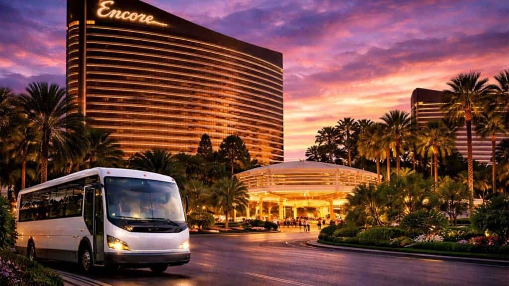 Encore Hotel Casino Las Vegas Charter Buse Motorcoach Outside On Road