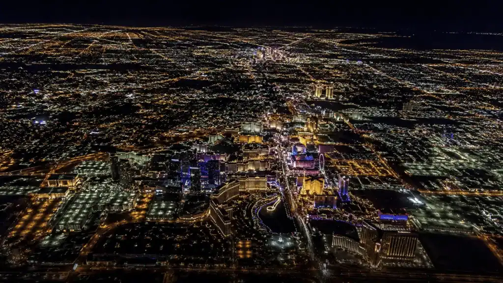 Las Vegas Neighborhoods Aerial View At Night