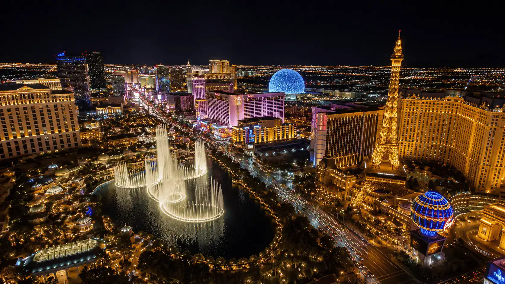 Las Vegas Strip Aerial View At Night