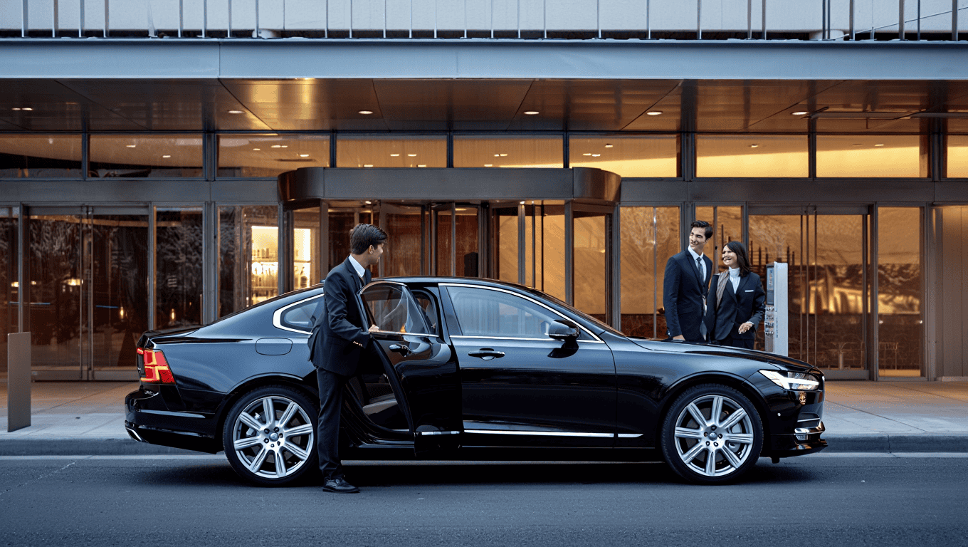 Volvo S90 sedan arriving for dinner at Spago in Las Vegas - Personal Sedan Services
