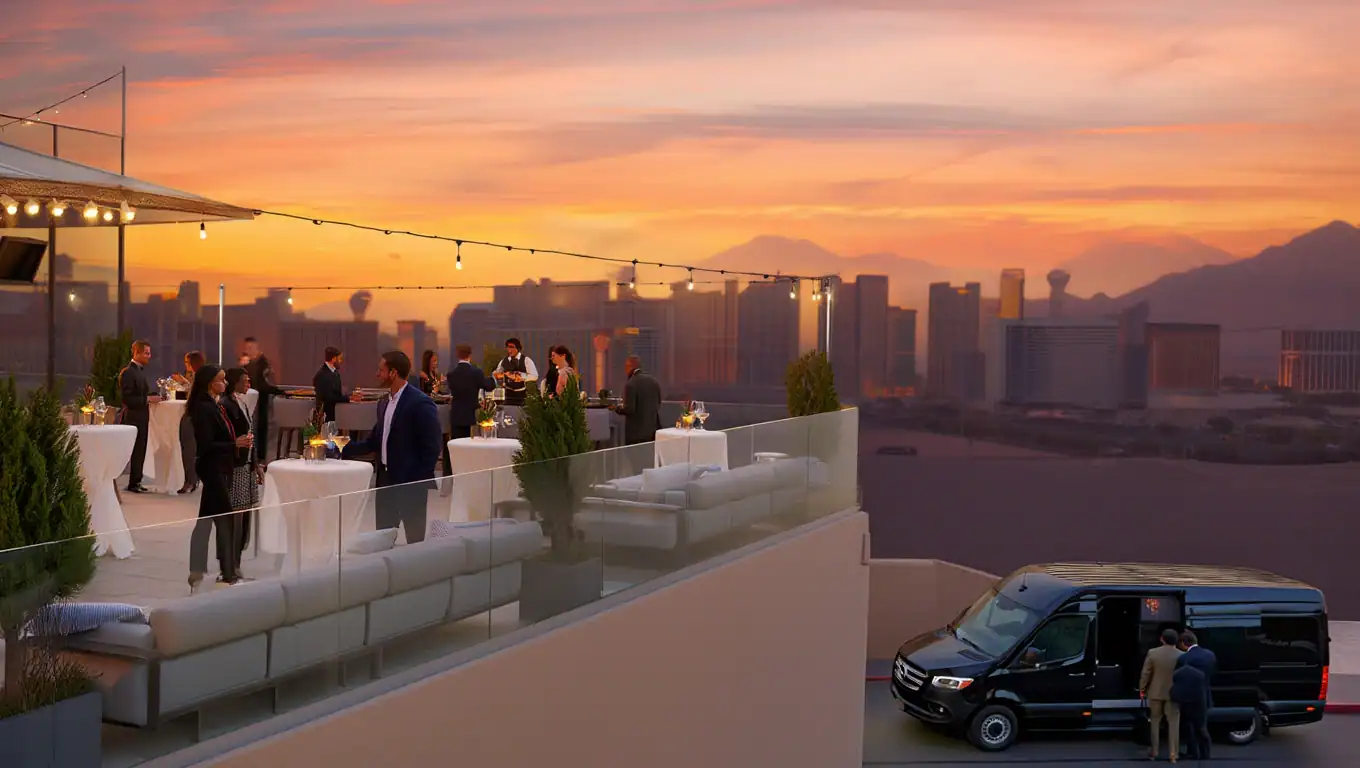 Rooftop Event in Las Vegas at Sunset
