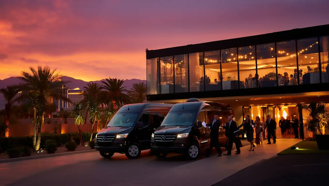 Sprinter Fleet Sunset Arrival at Luxurious Event in Las Vegas