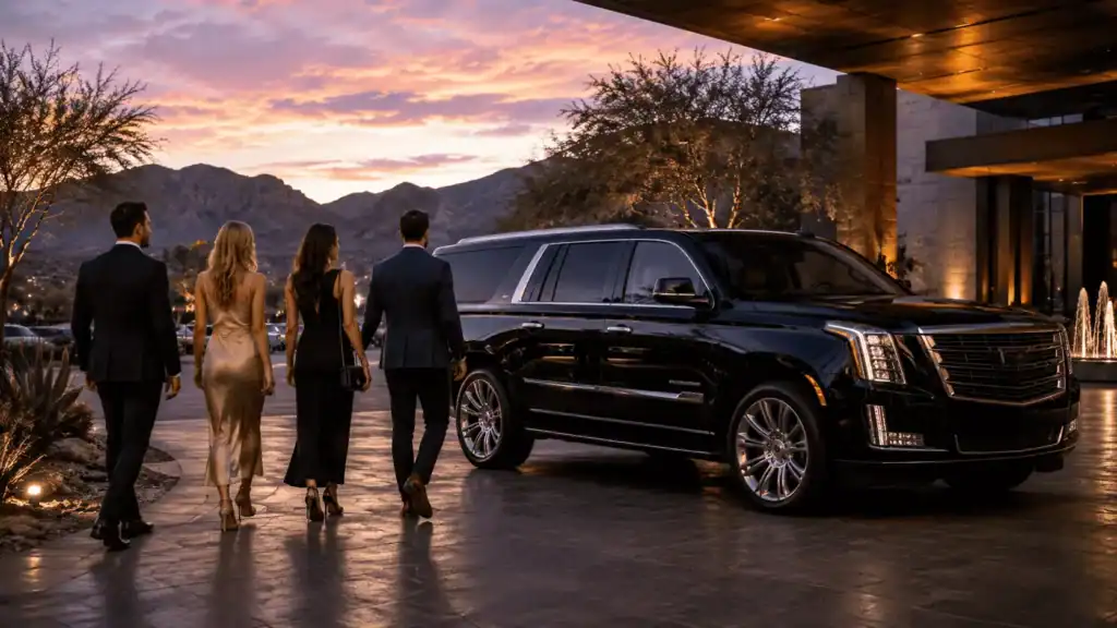 Things To Do In North Las Vegas Chauffeur Cadillac SUV Couple Night Pickup