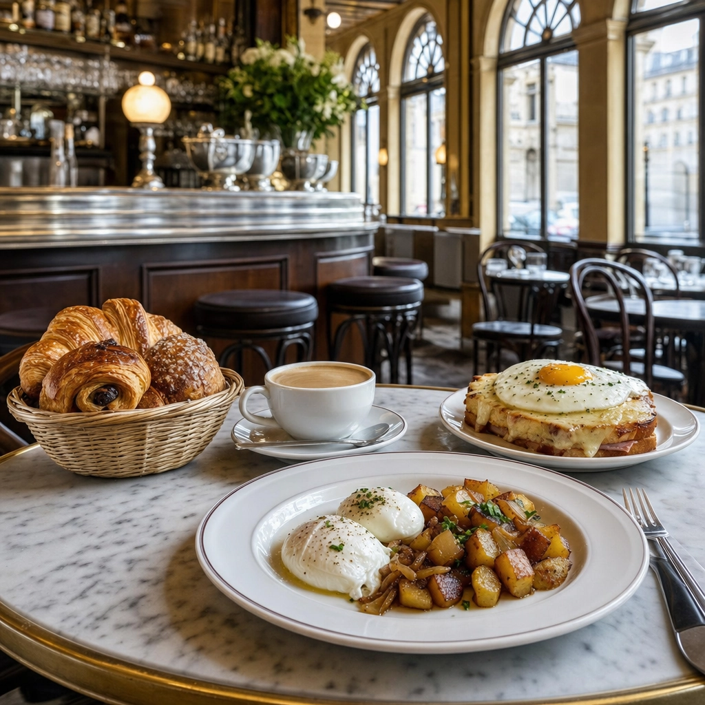 Bouchon Thomas Keller French Brunch Venetian Las Vegas – Personal Sedan Services French bistro brunch of poached eggs, croque madame, and fresh pastries at Bouchon in Las Vegas