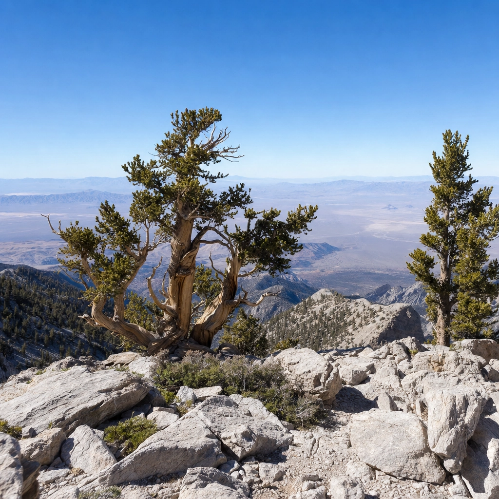 Charleston Peak Alpine Summit Ridge – Personal Sedan Services The alpine summit ridge of 11,916-foot Charleston Peak above the treeline in the Spring Mountains