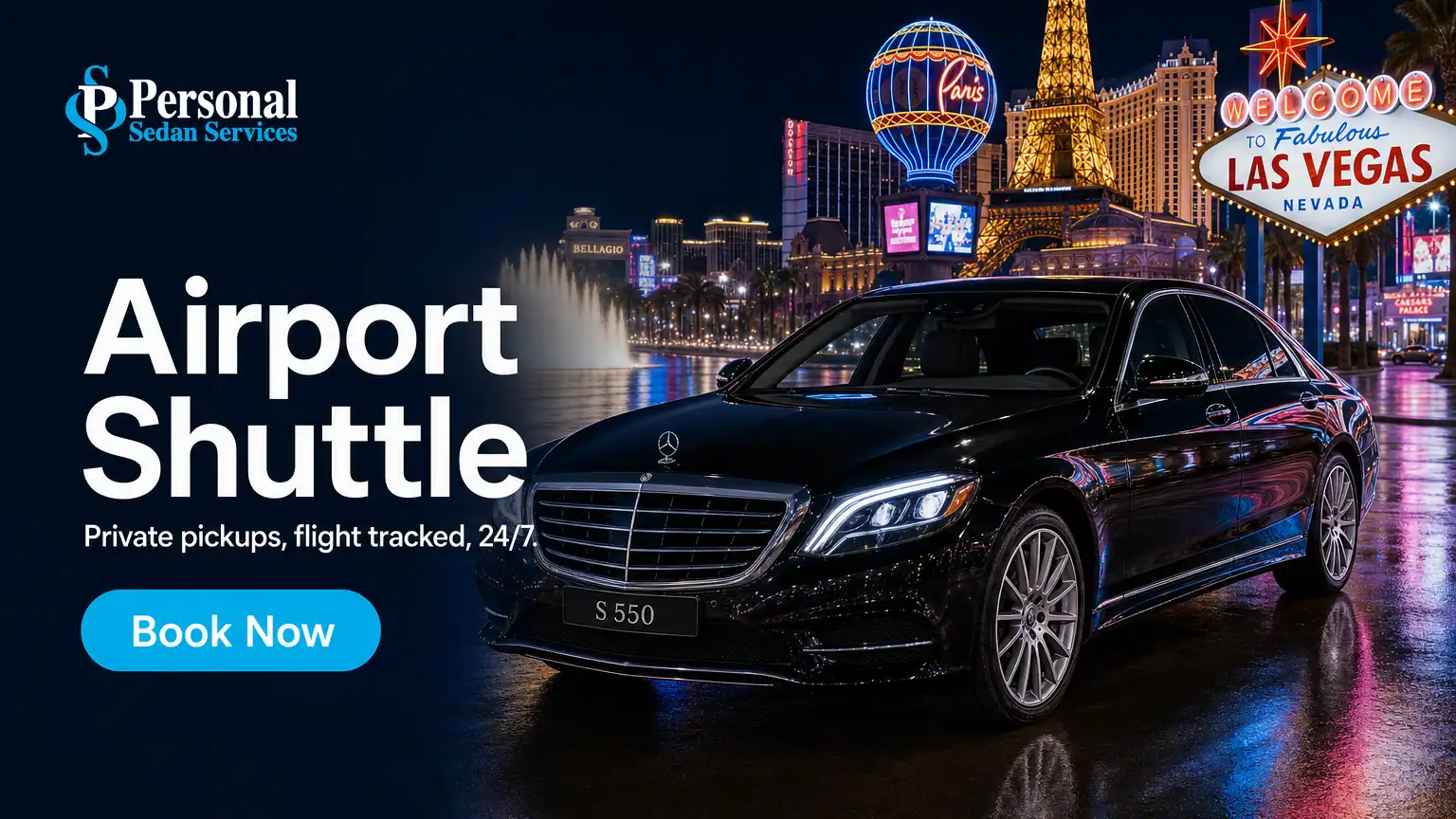 Book a Las Vegas airport shuttle with Personal Sedan Services