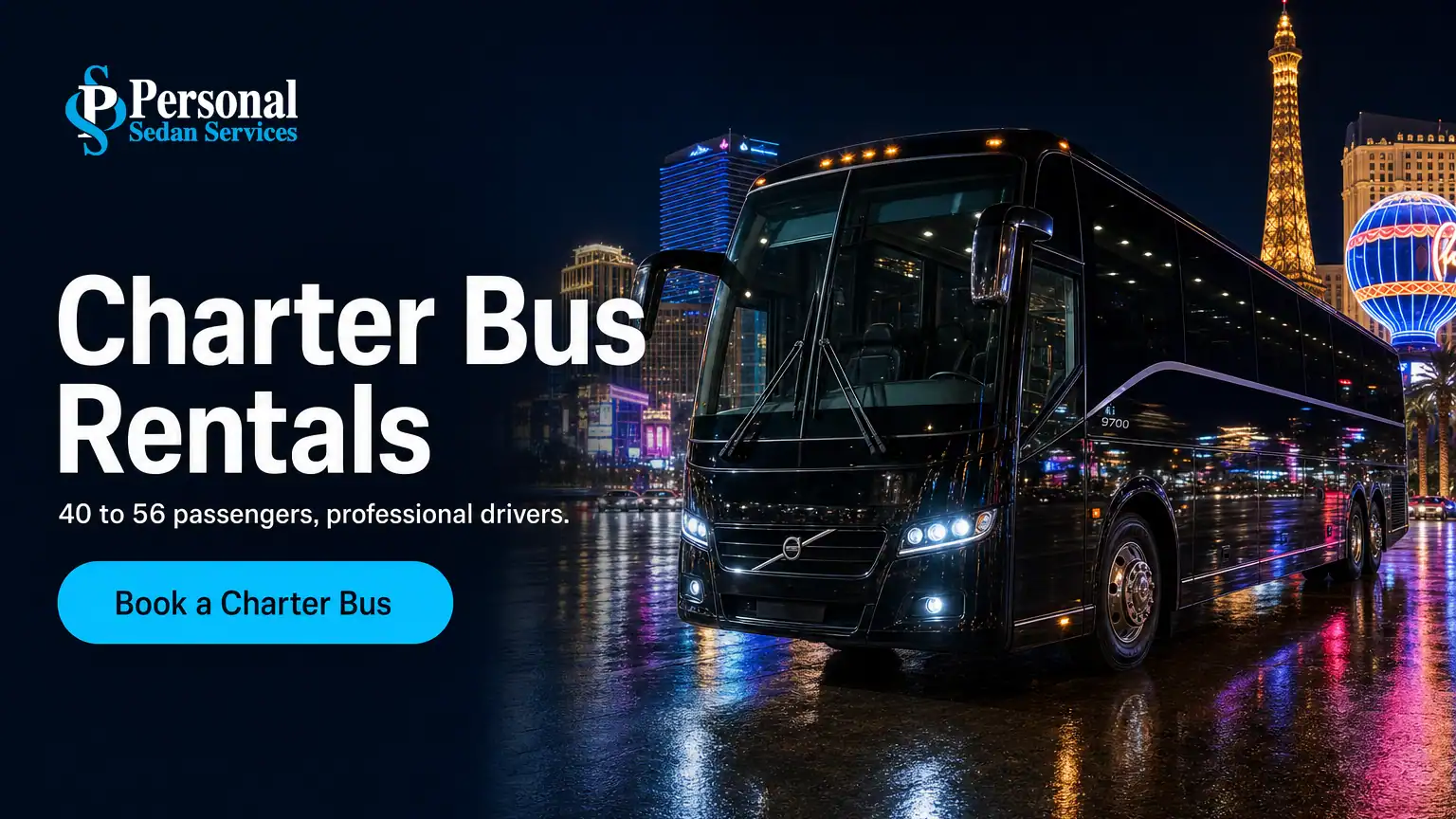 Book a Las Vegas charter bus rental with Personal Sedan Services