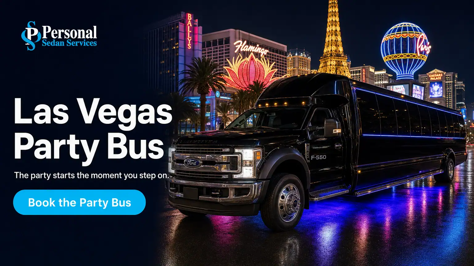 Book a Las Vegas party bus rental with Personal Sedan Services