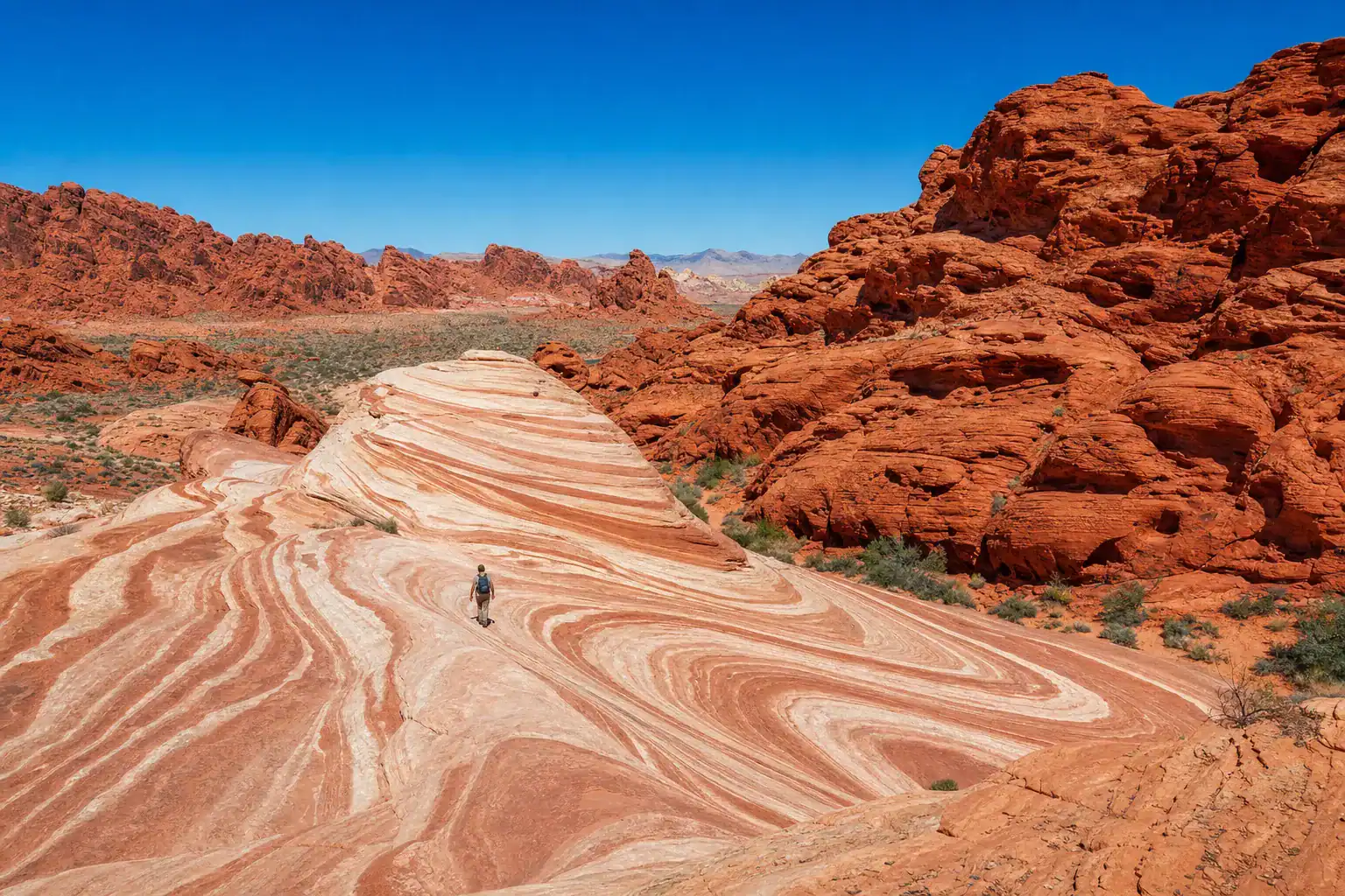 Valley Of Fire State Park Fire Wave Red Sandstone Near Overton Moapa Valley Nevada – Personal Sedan Services The red and beige striped slickrock of the Fire Wave at Valley of Fire State Park near Overton in Moapa Valley Nevada